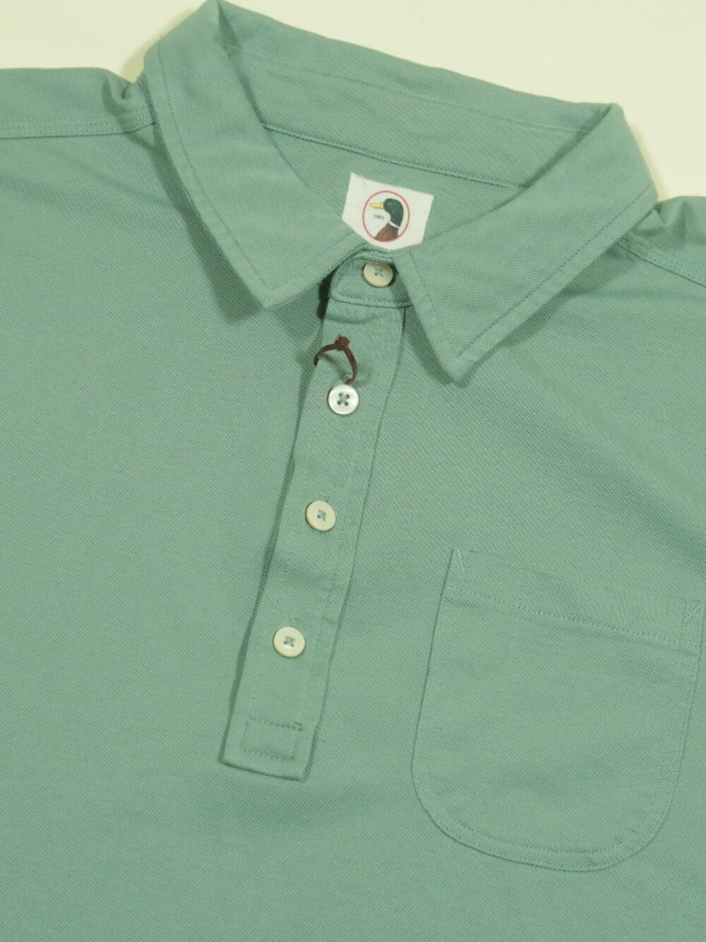Duck Head Pique Cotton Pocket Polo Shirt Mens 2XL Light Green Short Sleeve